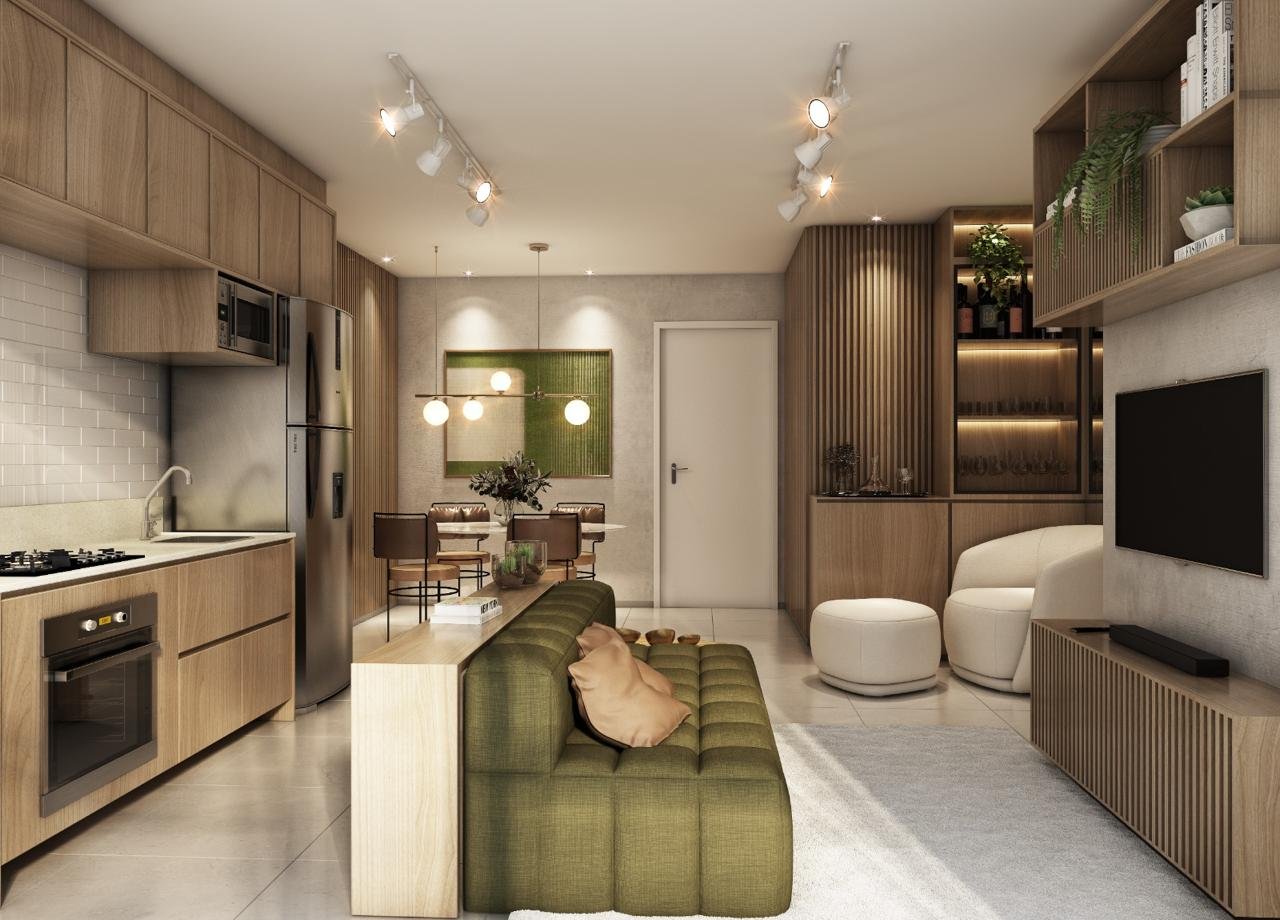 Perspectiva de apartamento de 1 dormitório do Dom Parque